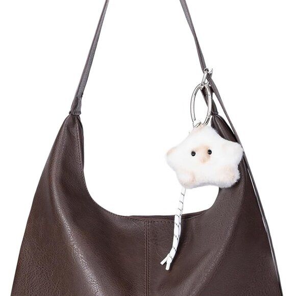 Hobo Bags for Women Slouchy Shoulder Tote - Vegan Leather Purse with Zipper Fol